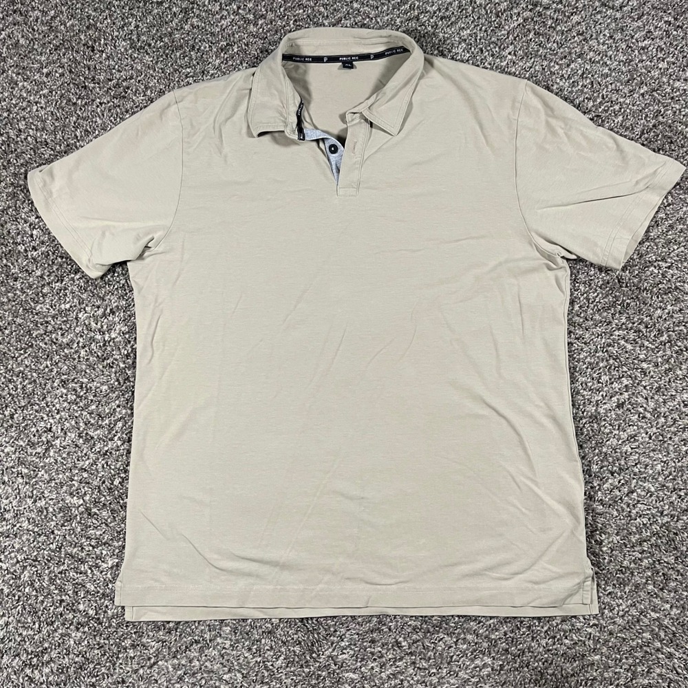 Public Rec Go-To Polo Shirt XL Tan Khaki Pima Cotton Tencel Stretch Golf Mens